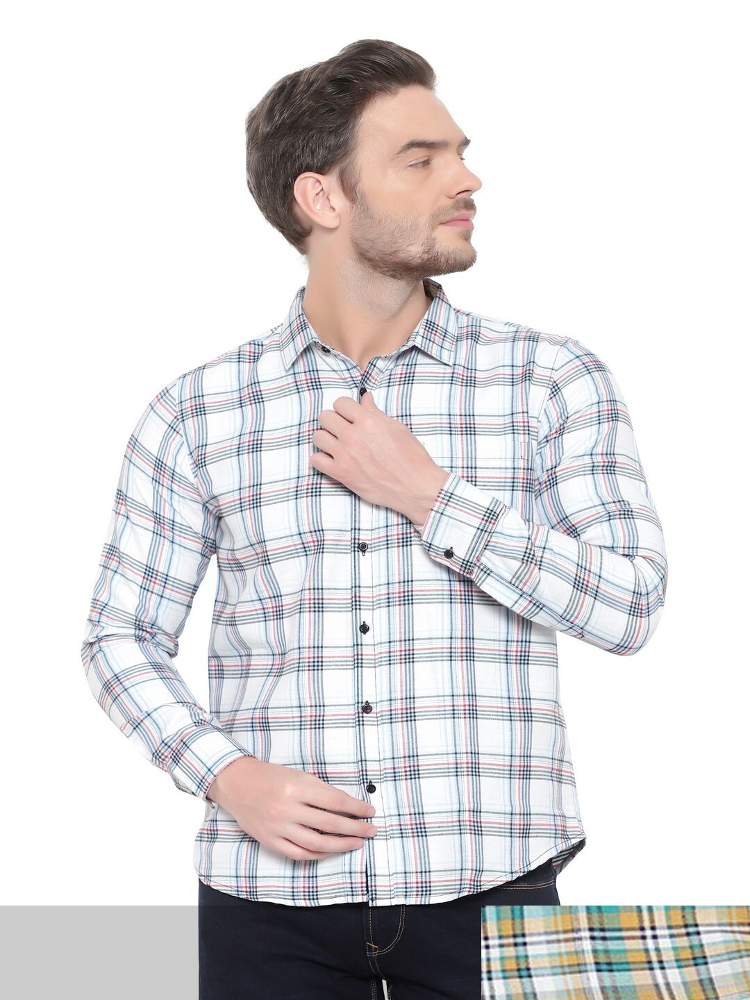 

BAWERIN Men Set Of 2 Original Regular Fit Tartan Checked Cotton Casual Shirt, Multi