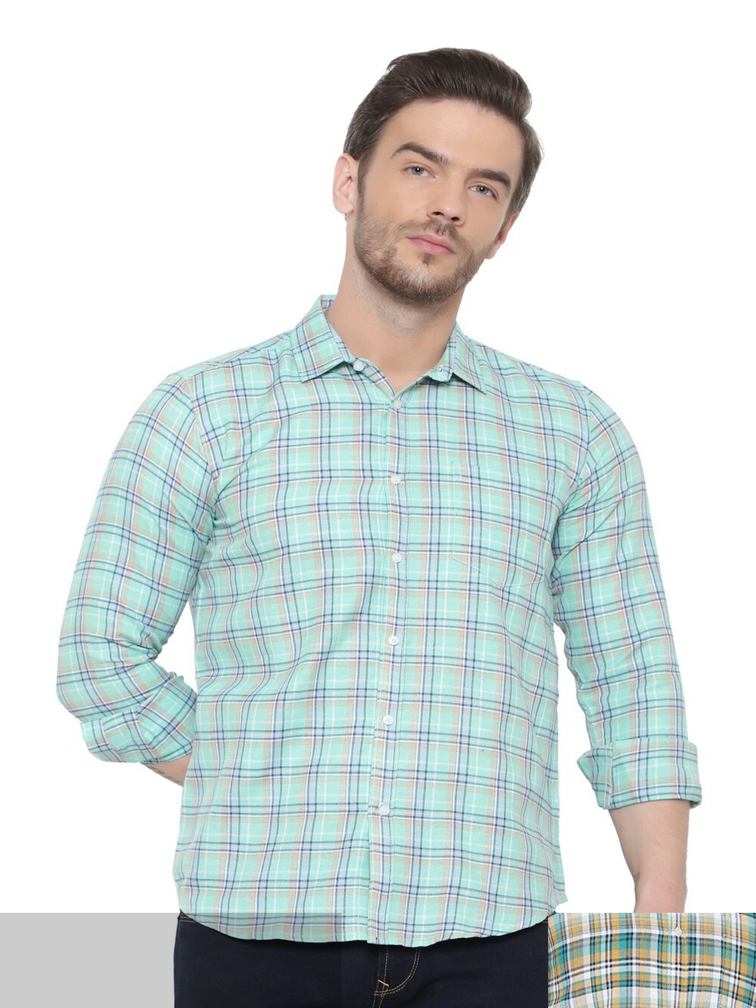 

BAWERIN Men Set Of 2 Original Regular Fit Tartan Checked Casual Shirt, Multi