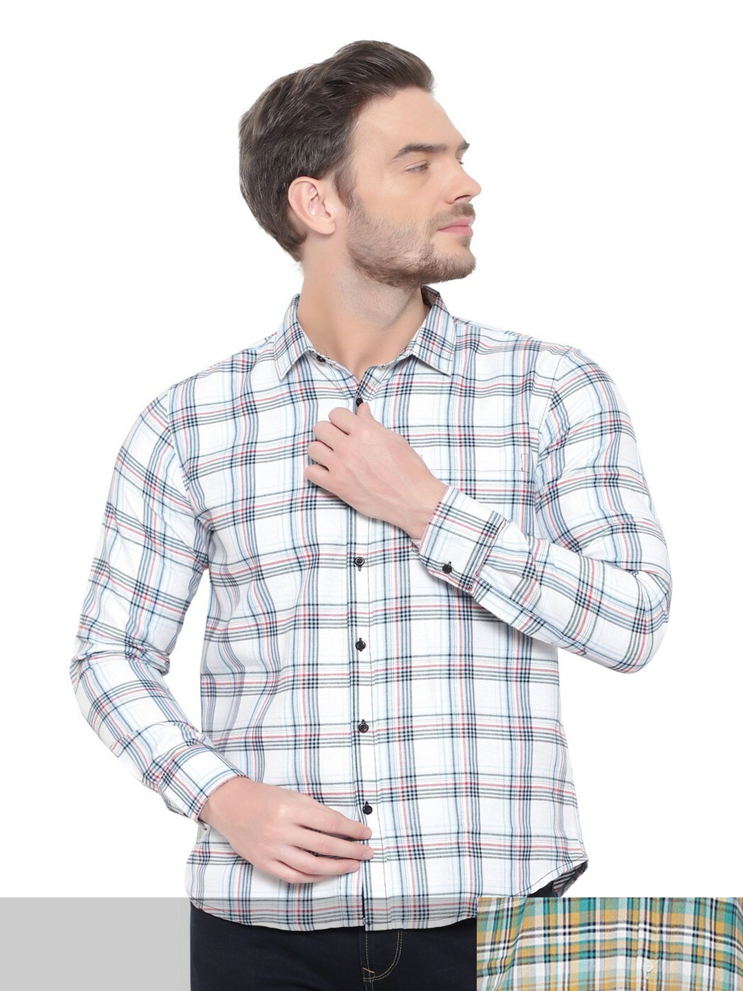 

BAWERIN Men Set Of 2 Original Regular Fit Tartan Checked Cotton Casual Shirt, Multi