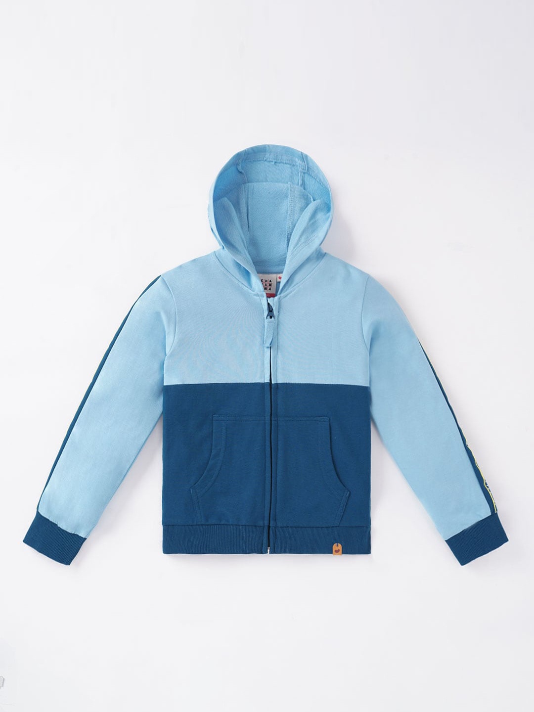 

Ed-a-Mamma Boys Blue Colourblocked Hooded Sporty Jacket