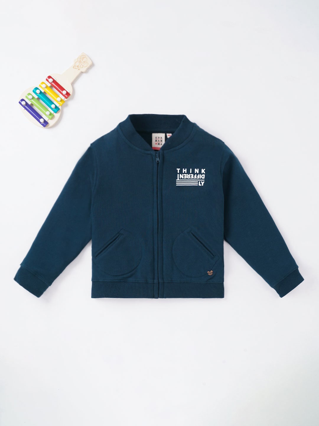

Ed-a-Mamma Boys Navy Blue White Open Front Jacket