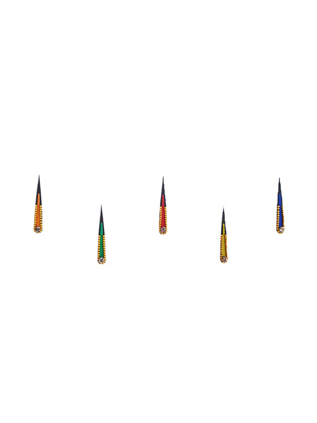 

Comet Busters 5 Pcs Embellished Reusable Designer Bindis - Multicoloured, Multi