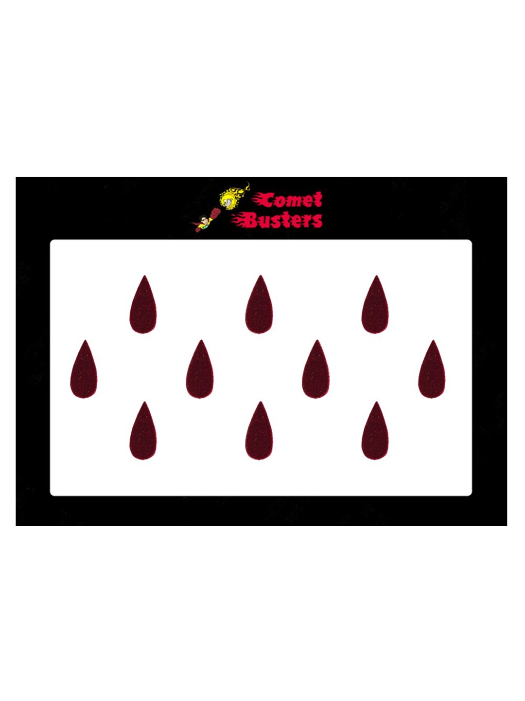 

Comet Busters 10 Pcs Reusable Teardrop-Shaped Designer Bindis - Maroon