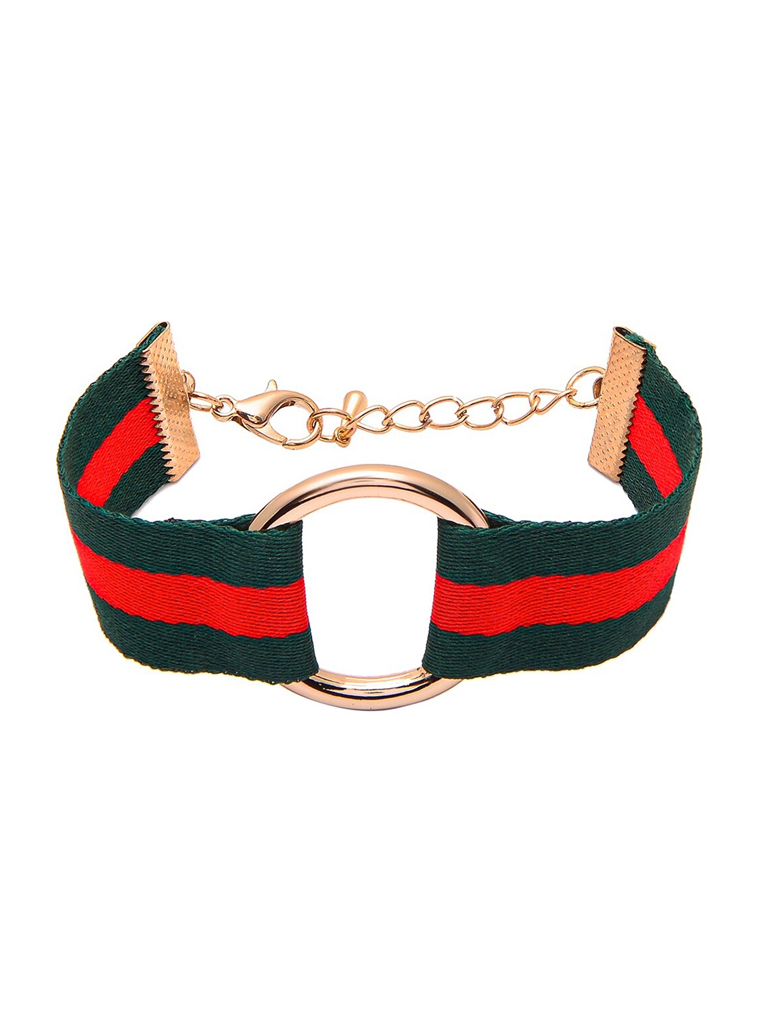 

Shining Jewel - By Shivansh Women Green & Red Buckle Cloth Strap Link Bracelet