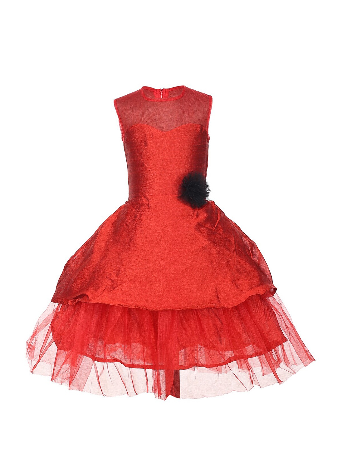 

Samsara Couture Girls Red Net Maxi Dress