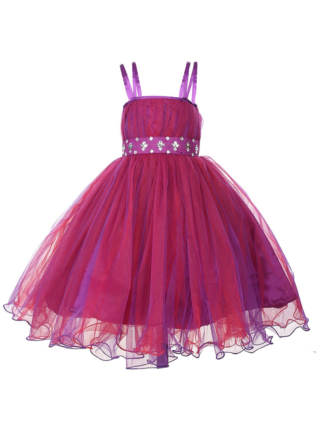 

Samsara Couture Girls Magenta Fit and Flare Net Dress