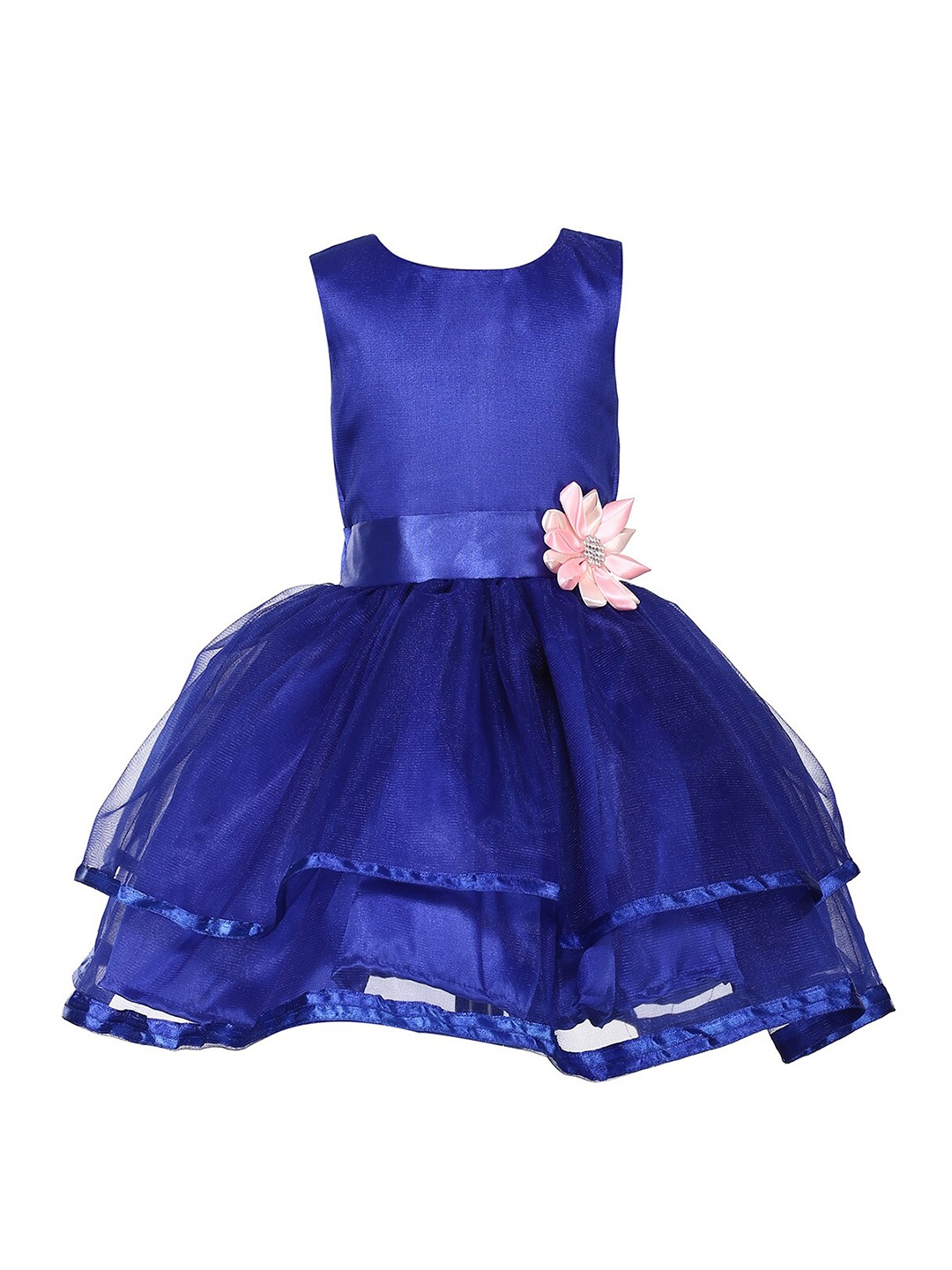 

Samsara Couture Girls Blue Applique Net Fit and Flare Dress