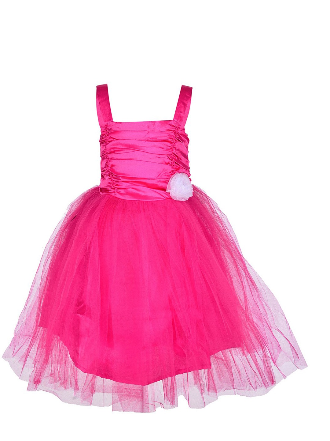 

Samsara Couture Girls Magenta Applique Net Fit and Flare Dress