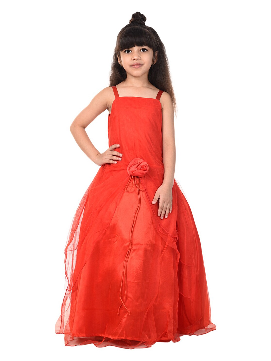 

Samsara Couture Red Solid Net Dress