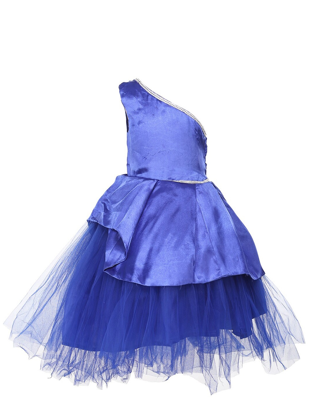 

Samsara Couture Girls Violet One Shoulder Net Maxi Dress