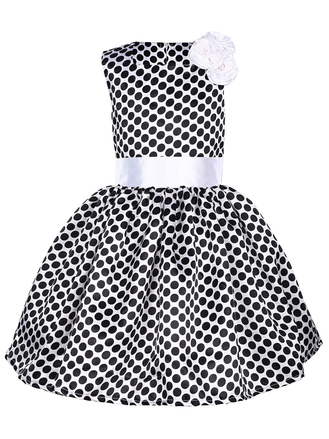 

Samsara Couture Girls Black & White Fit and Flare Net Dress