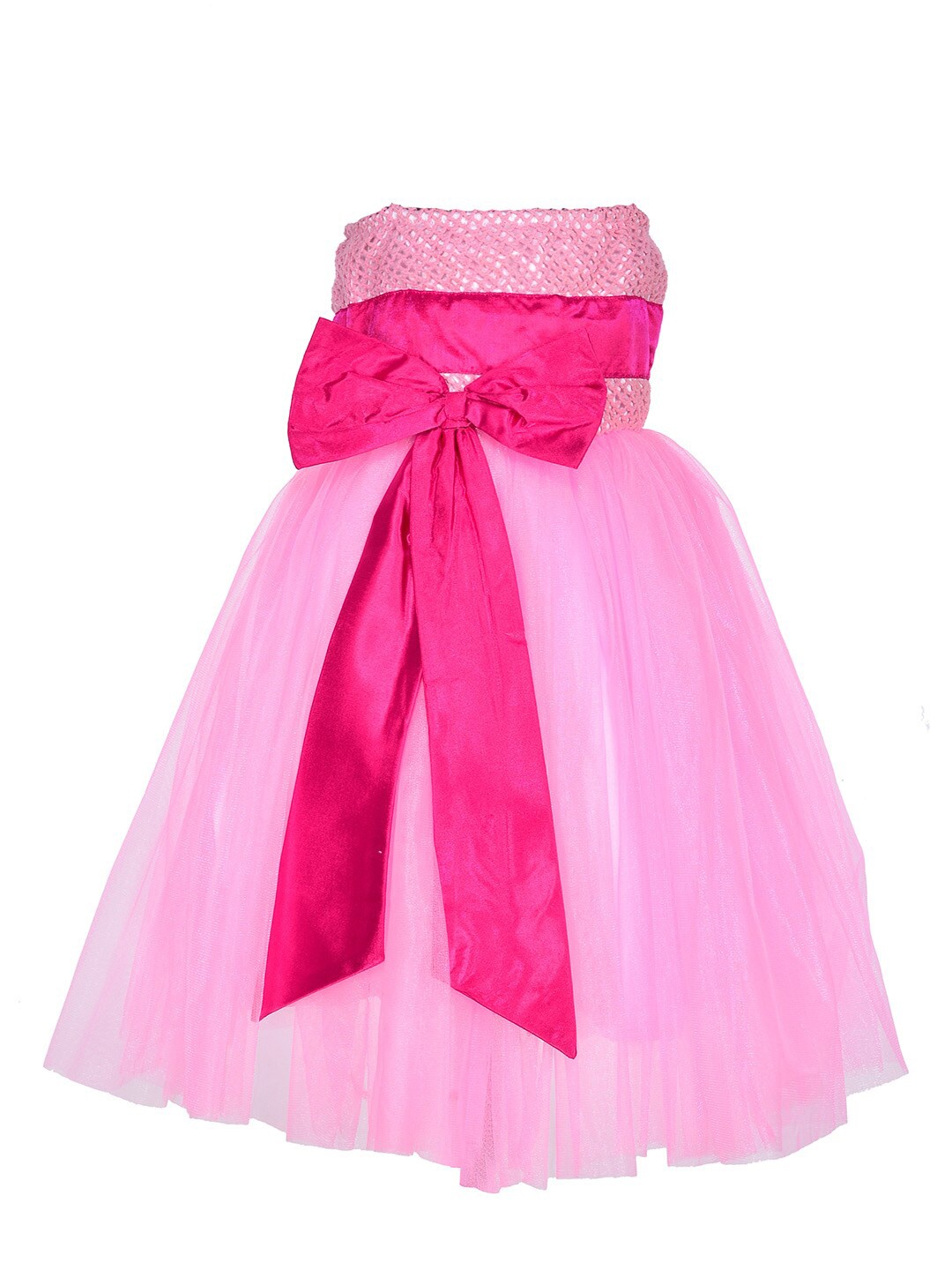 

Samsara Couture Girls Pink Embellished Net Frock Dress