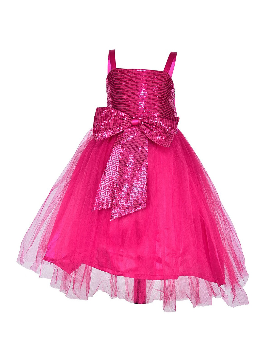 

Samsara Couture Girls Magenta Embellished Applique Net Dress