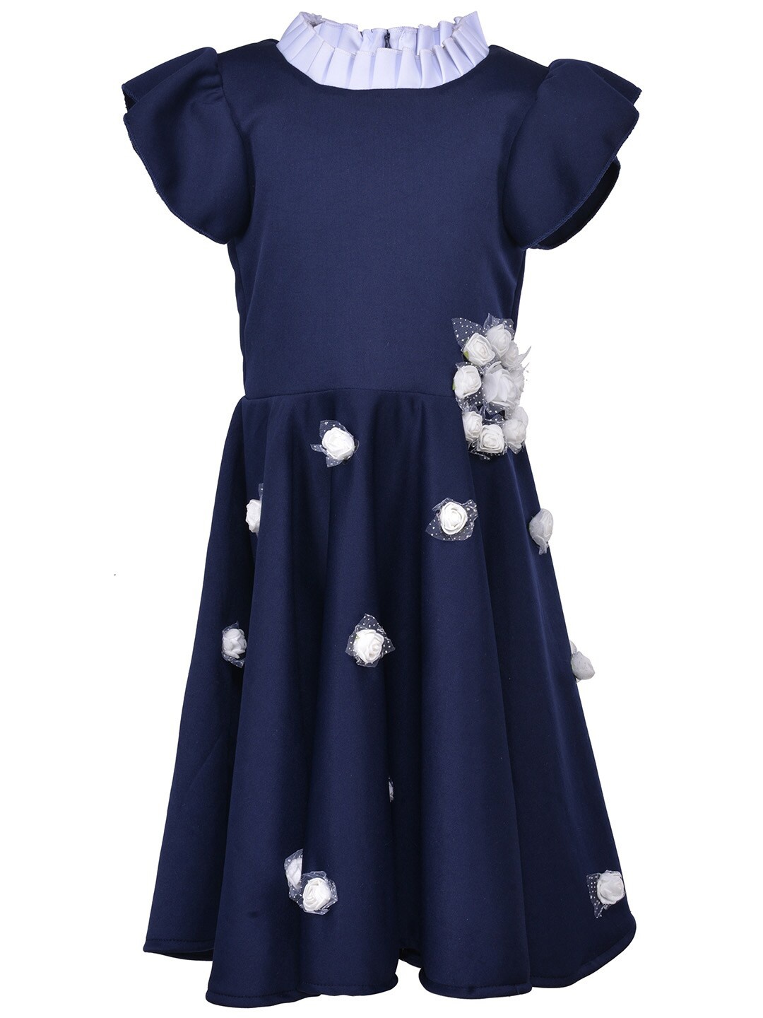 

Samsara Couture Navy Blue Applique Net Dress