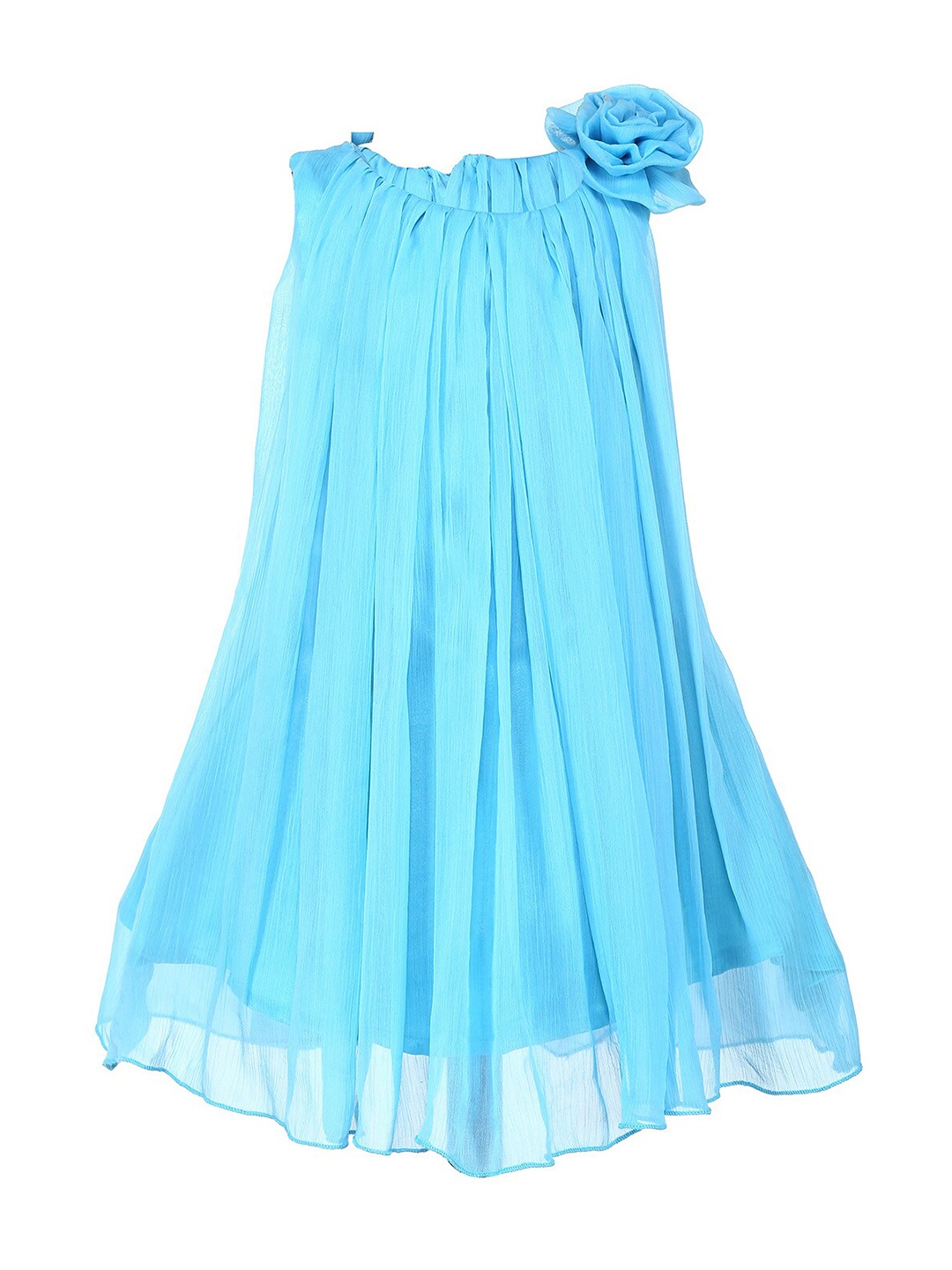 

Samsara Couture Girls Turquoise Blue Net A-Line Dress