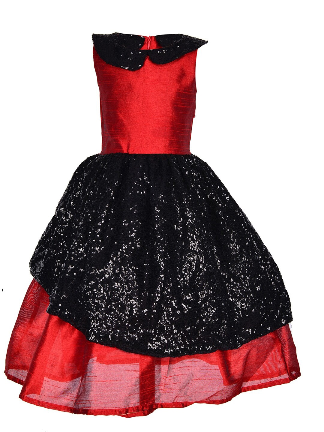 

Samsara Couture Girls Black & Red Embellished Net Dress