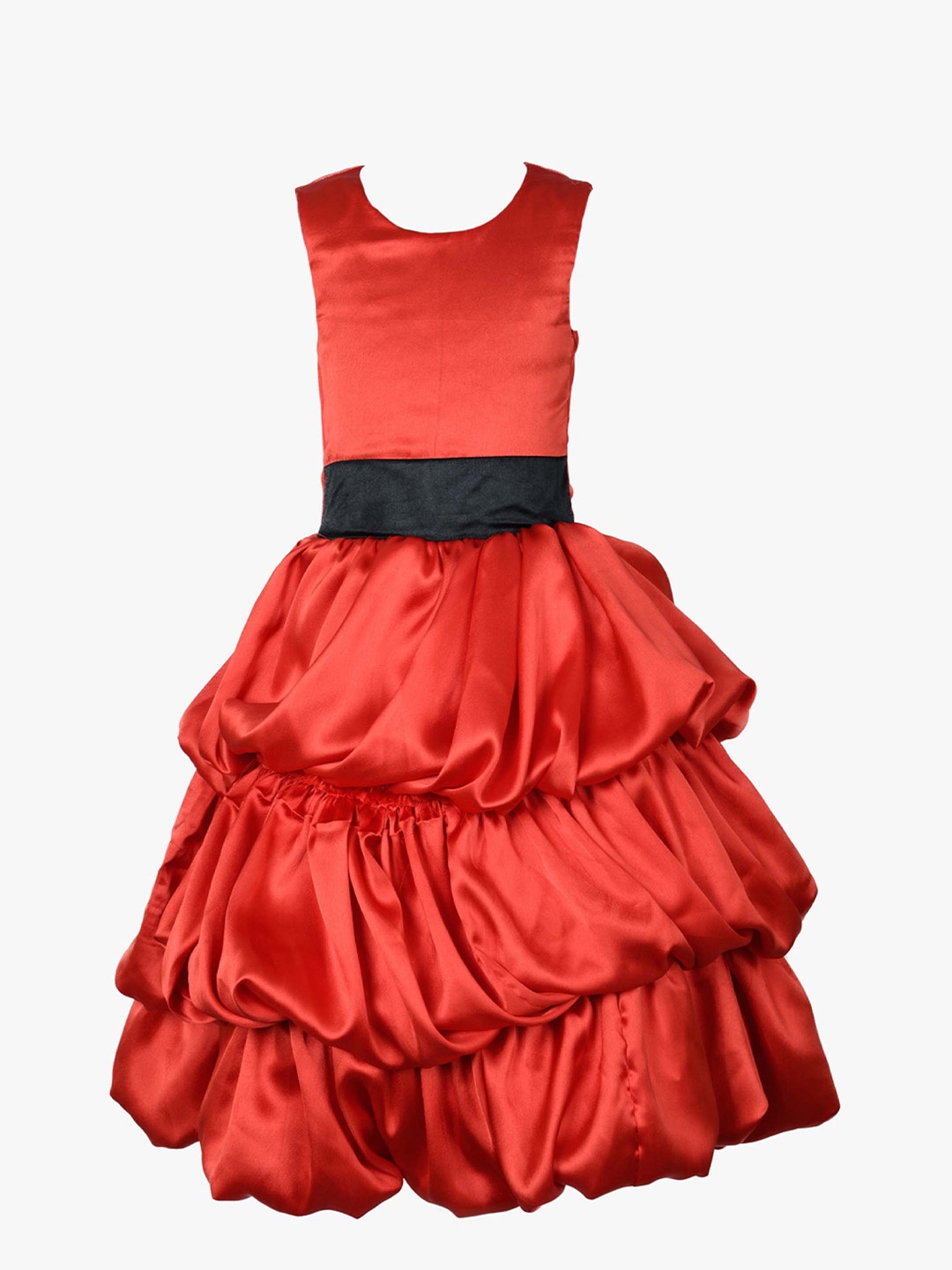 

Samsara Couture Kids Girls Solid Sleeveless Ruffle Tiered Maxi Dress, Red