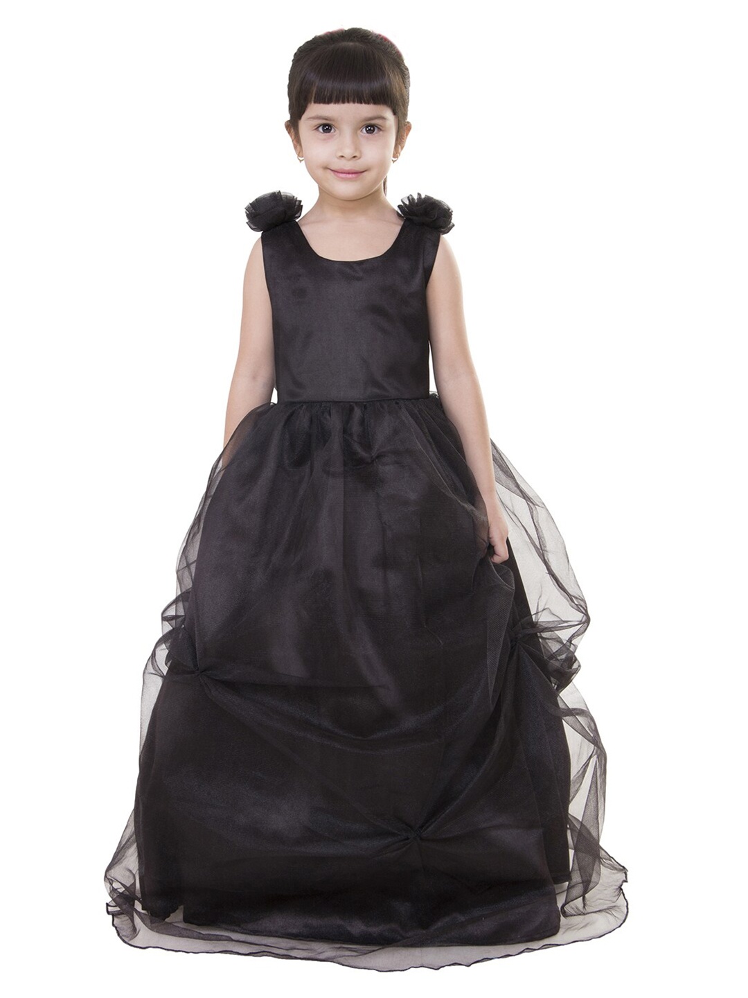 

Samsara Couture Black Solid Net Maxi Dress