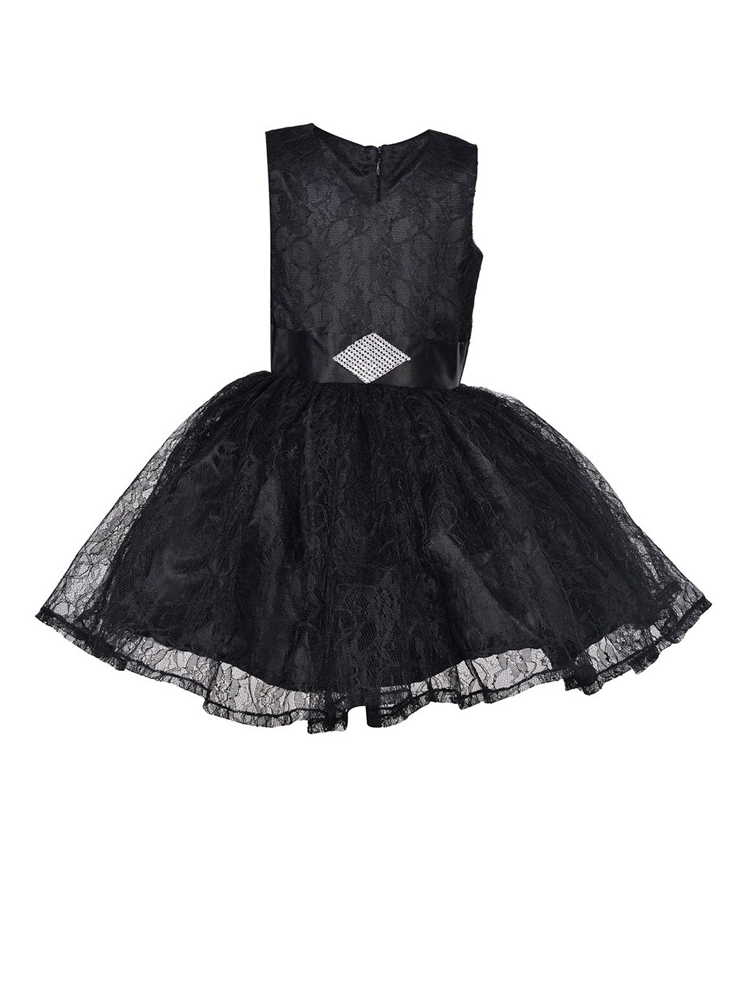 

Samsara Couture Girl Black Applique Net Dress