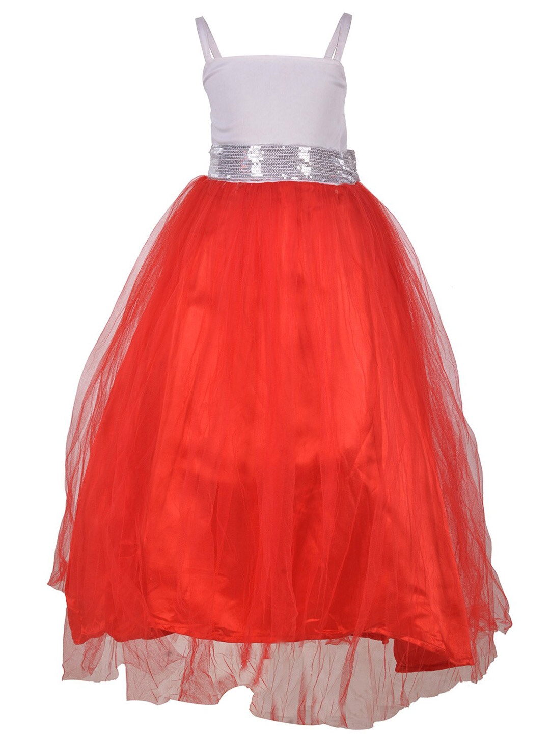 

Samsara Couture Red & White Net Maxi Dress