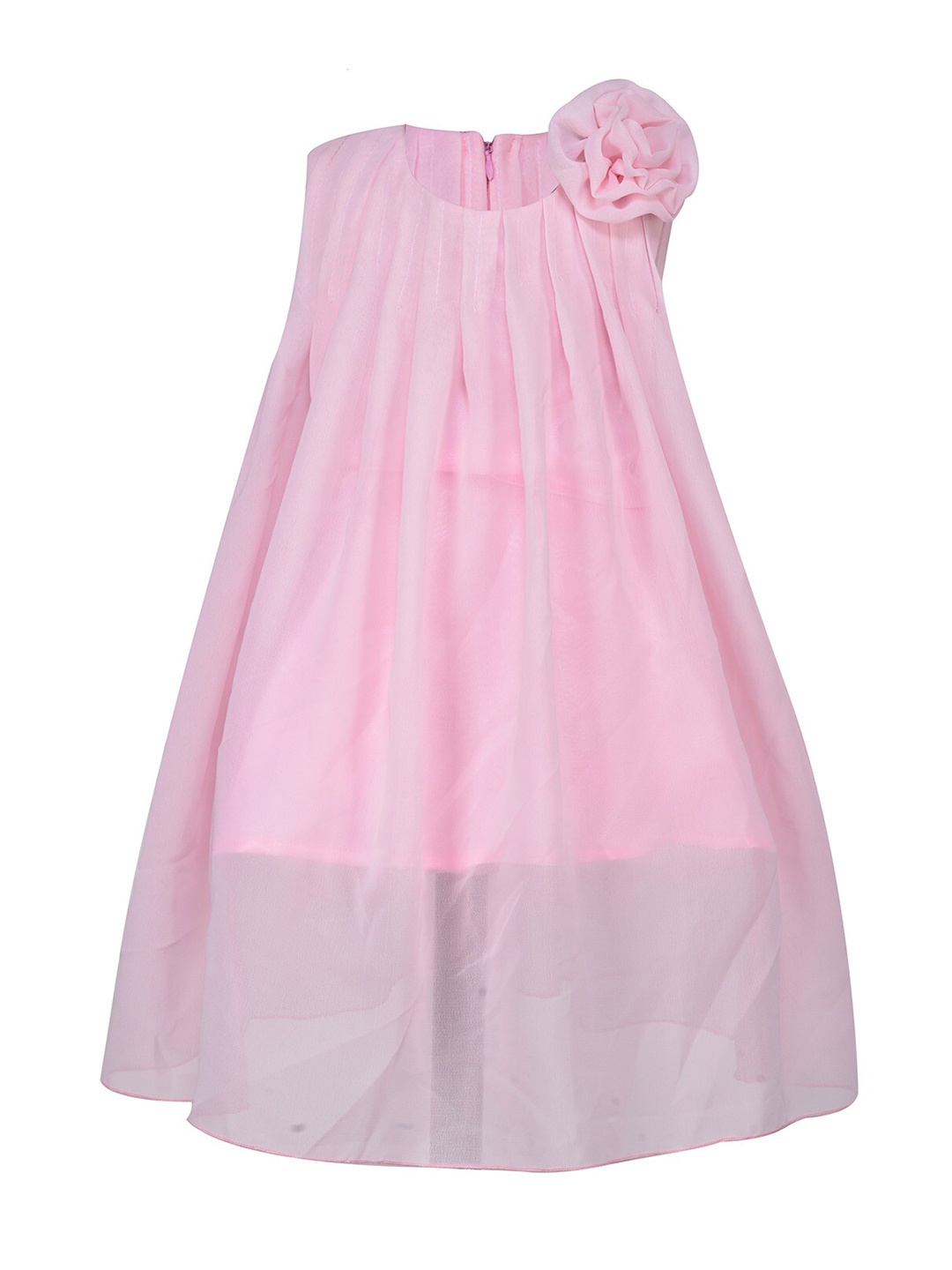 

Samsara Couture Girls Pink Applique Net A-Line Dress