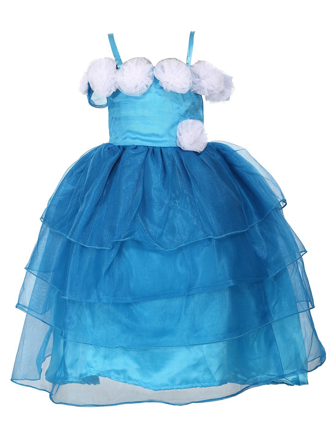 

Samsara Couture Turquoise Blue Applique Net Dress