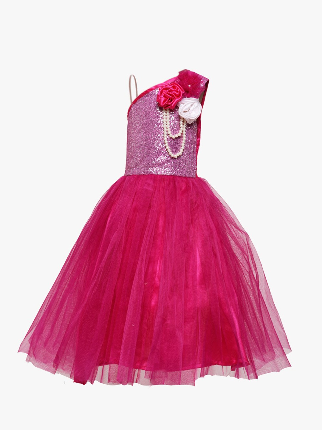 

Samsara Couture Magenta Corsage Net Gown Maxi Dress