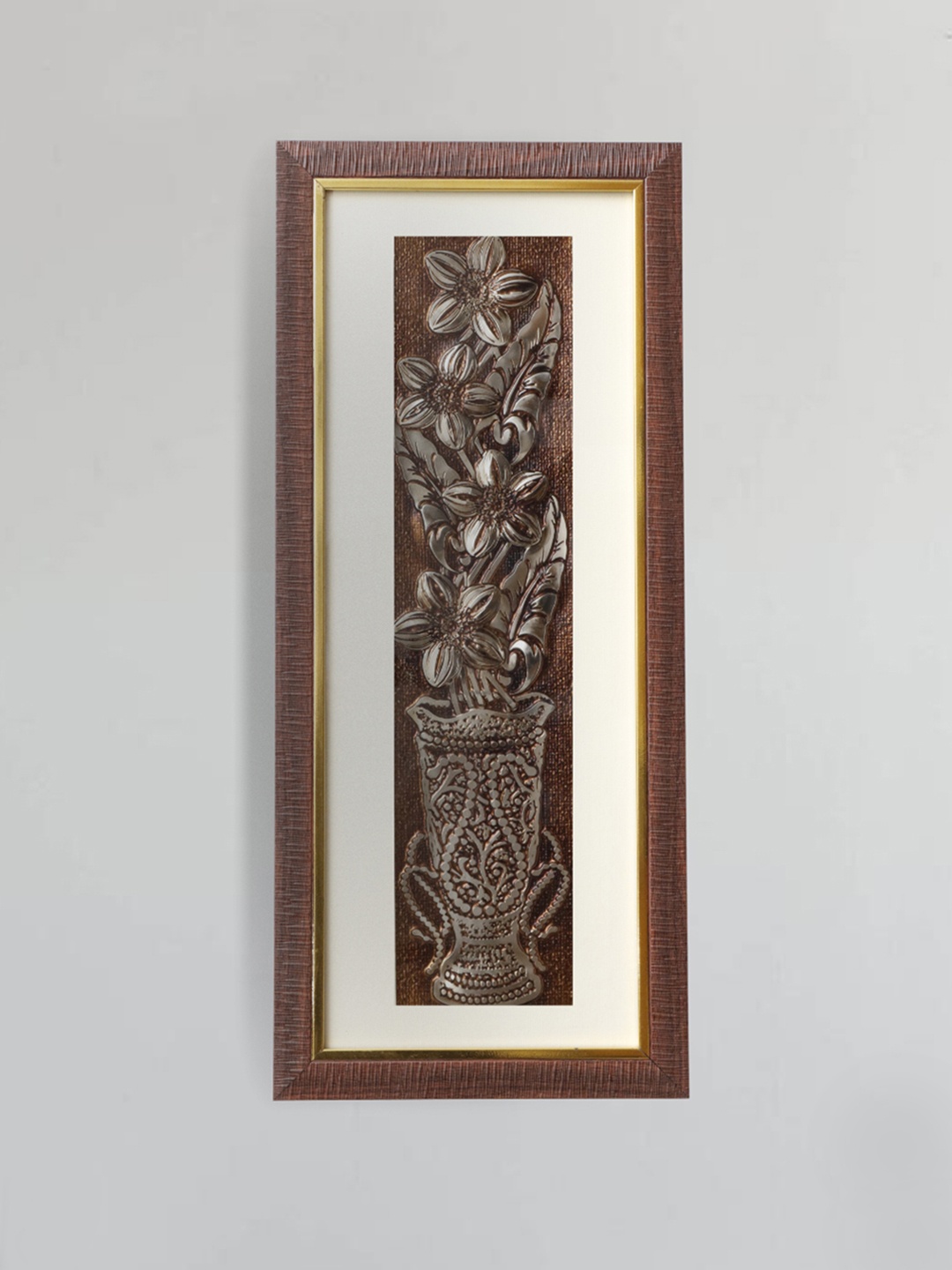 

SHREE KALA HOME DECOR Delphinium Delight Ancient Egyptian Foil Painting, Brown