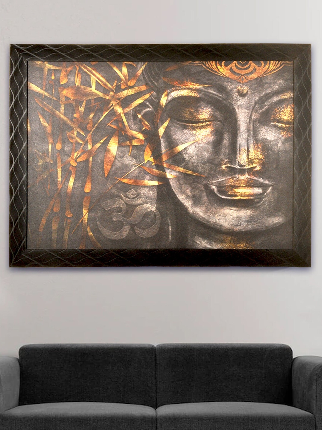 

SHREE KALA HOME DECOR Coffee Brown Buddha Tatva Big Oil Painting