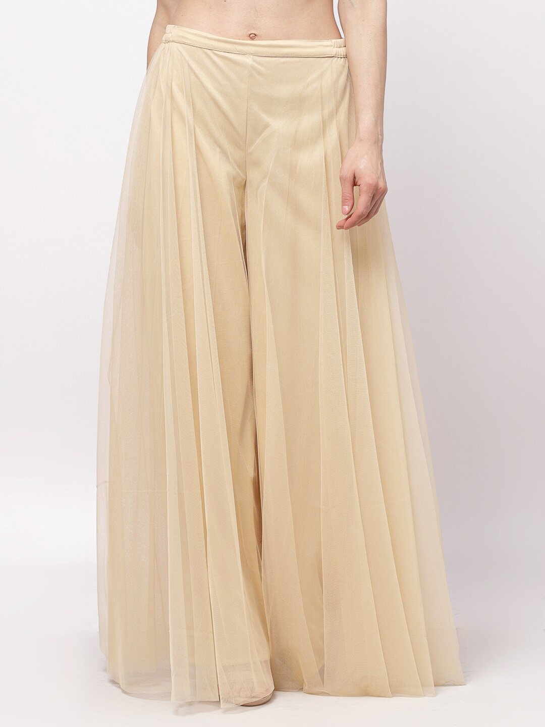 

Just Wow Women Cream-Coloured Flared Palazzos