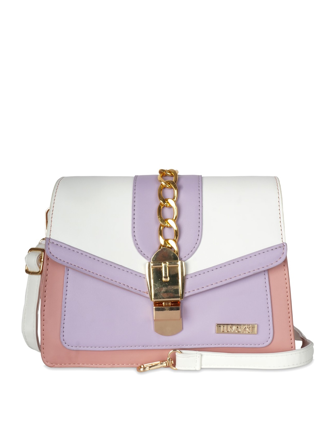 

Luvoksi Multicoloured Colourblocked PU Structured Sling Bag, Multi