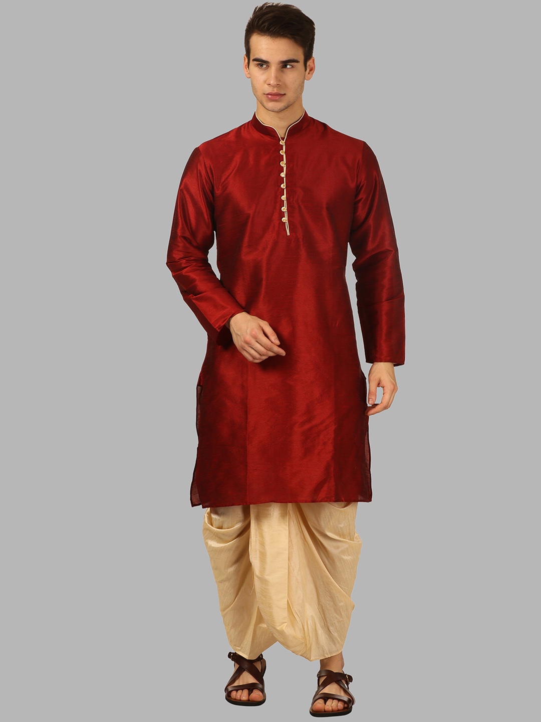 

ROYAL KURTA Men Red Kurta with Dhoti Pants