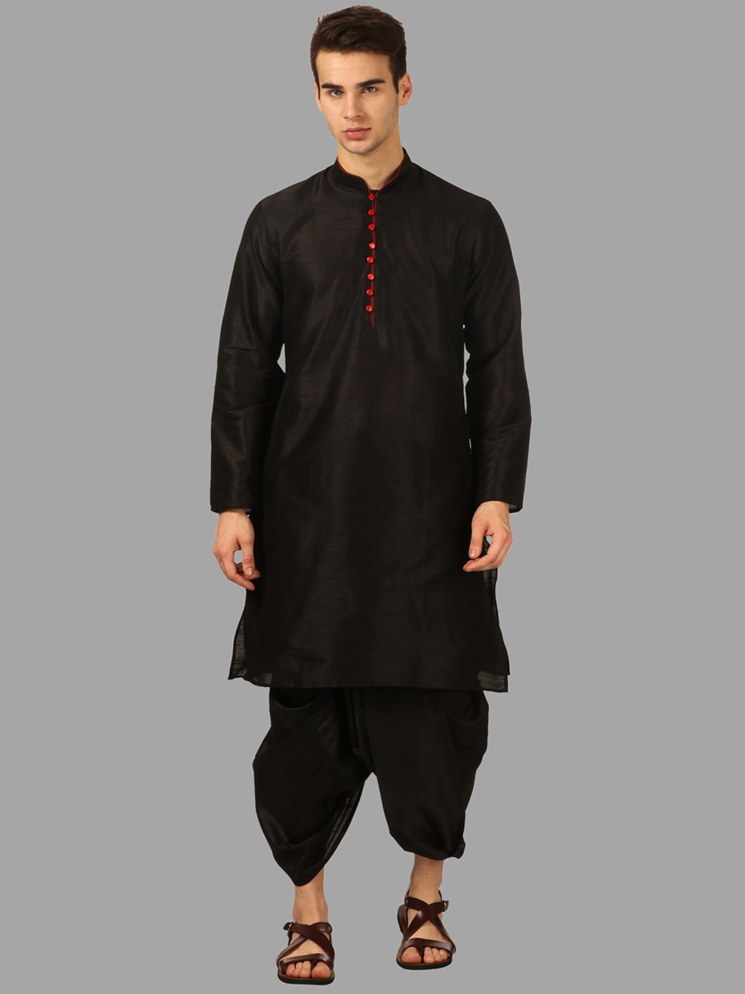 

ROYAL KURTA Men Black Solid Kurta with Dhoti Pants