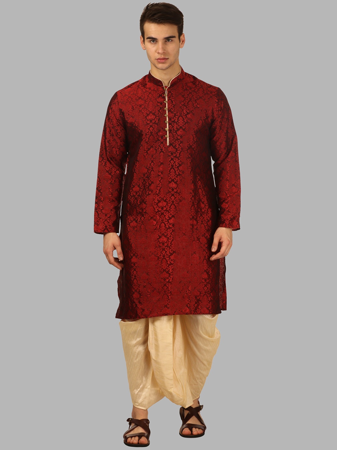 

ROYAL KURTA Men Red Kurta with Dhoti Pants