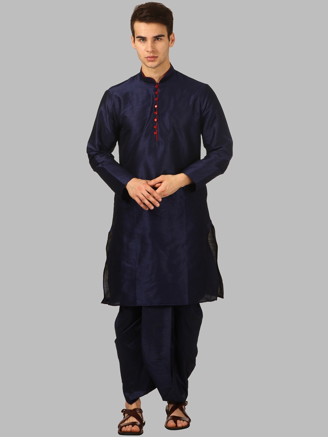 

ROYAL KURTA Men Navy Blue Kurta with Dhoti Pants