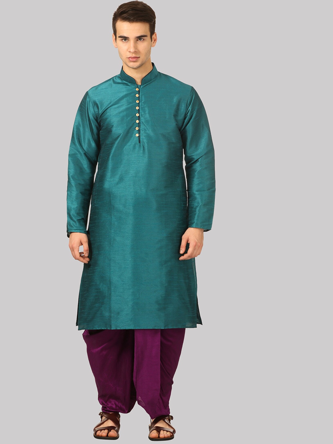 

ROYAL KURTA Men Green Kurta with Dhoti Pants