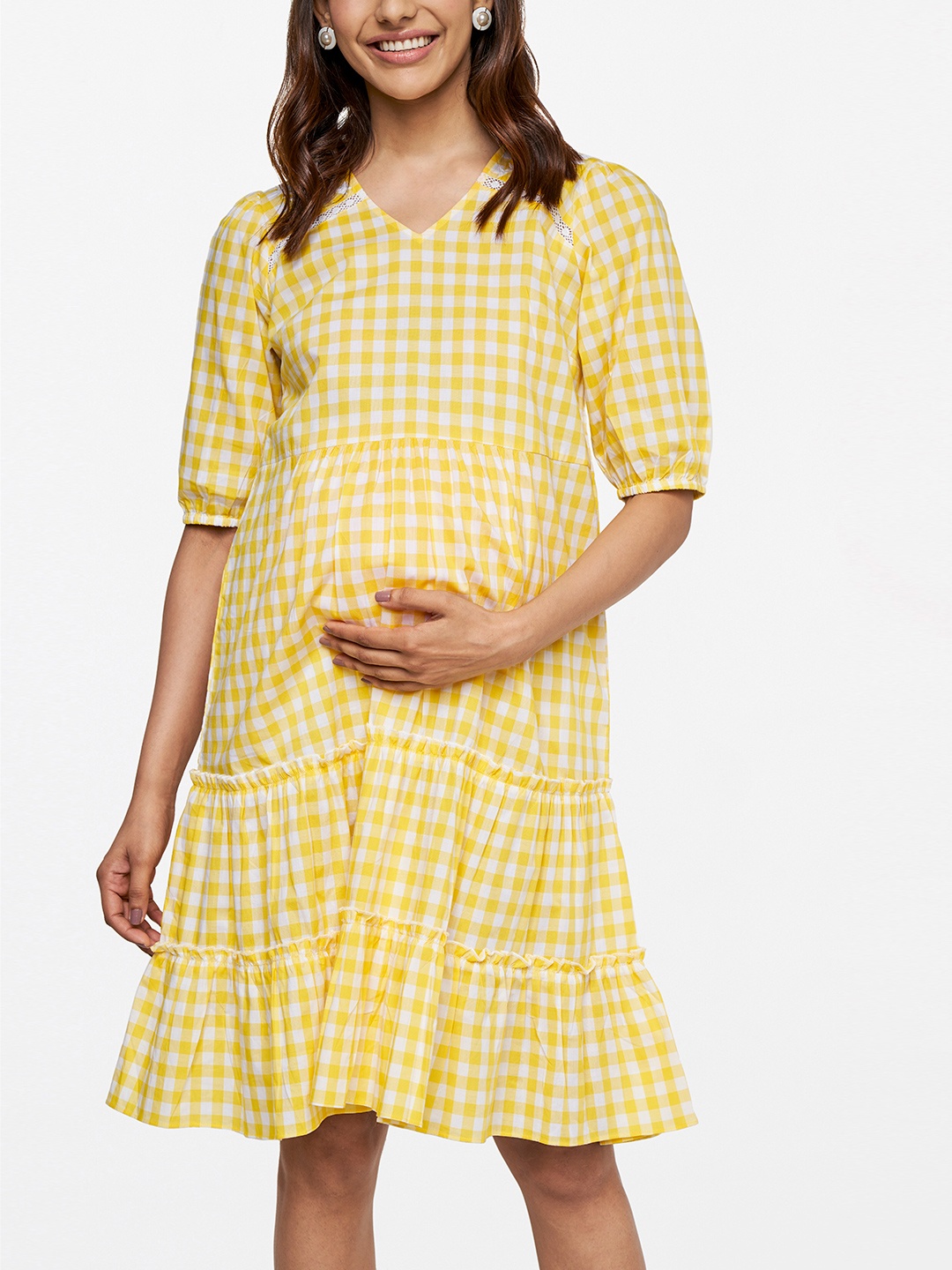 

AND White Checked A-Line Dress