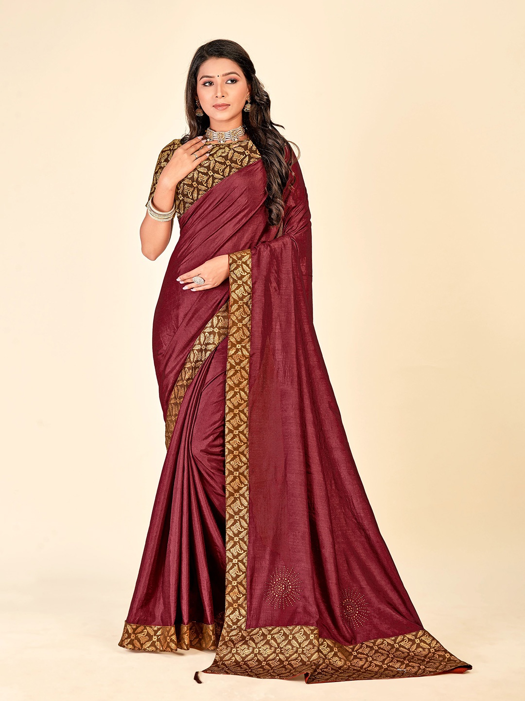 

TEREZA Zari Banarasi Saree, Brown