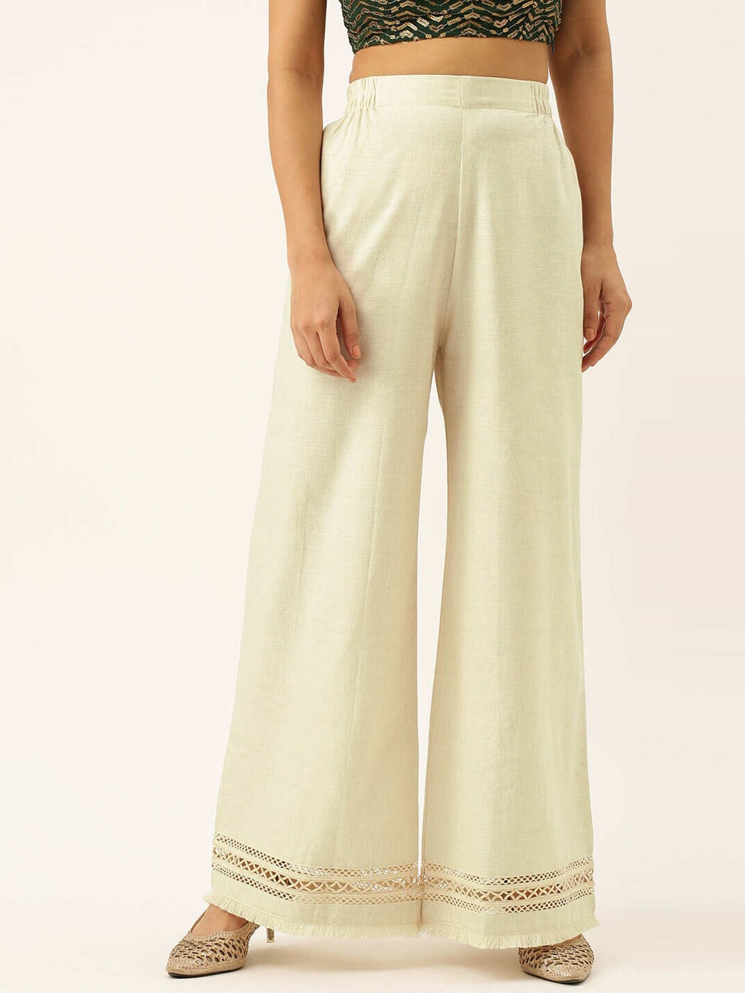 

ZOLA Women Cream-Coloured Palazzos