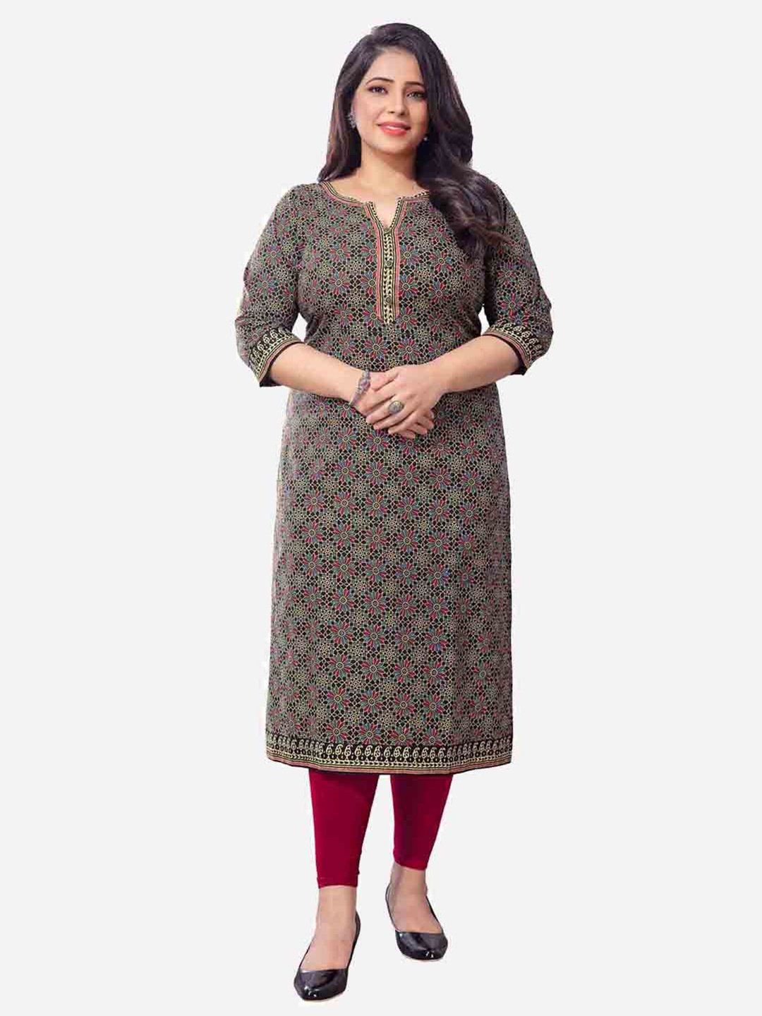 

SALWAR STUDIO Women Grey Geometric Printed Kurta