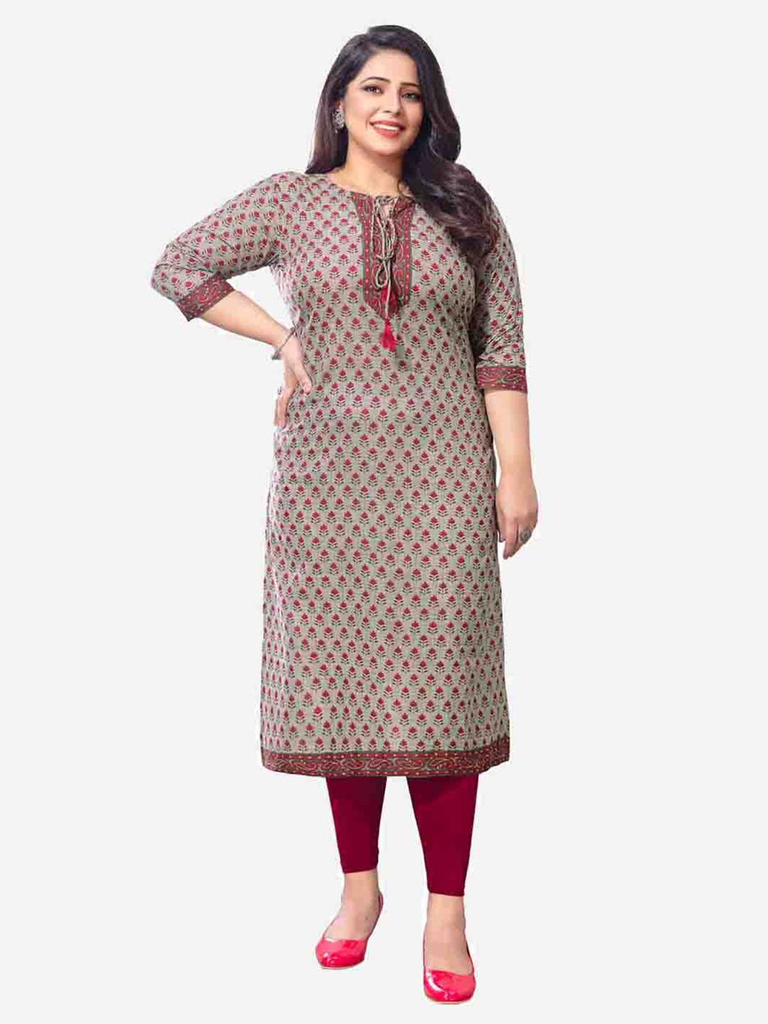 

SALWAR STUDIO Women Grey Ethnic Motifs Printed Kurta