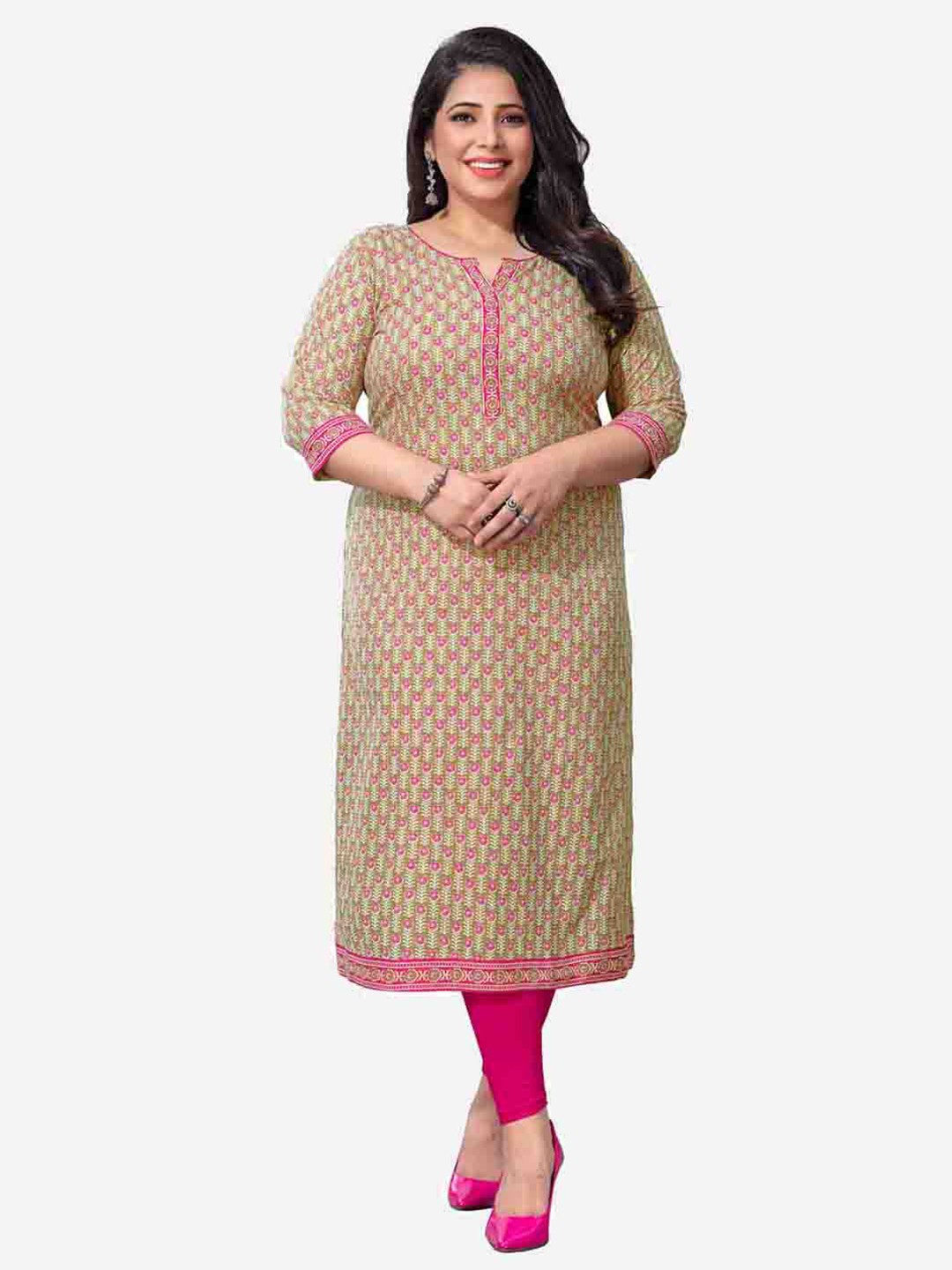 

SALWAR STUDIO Women Beige Geometric Kurta