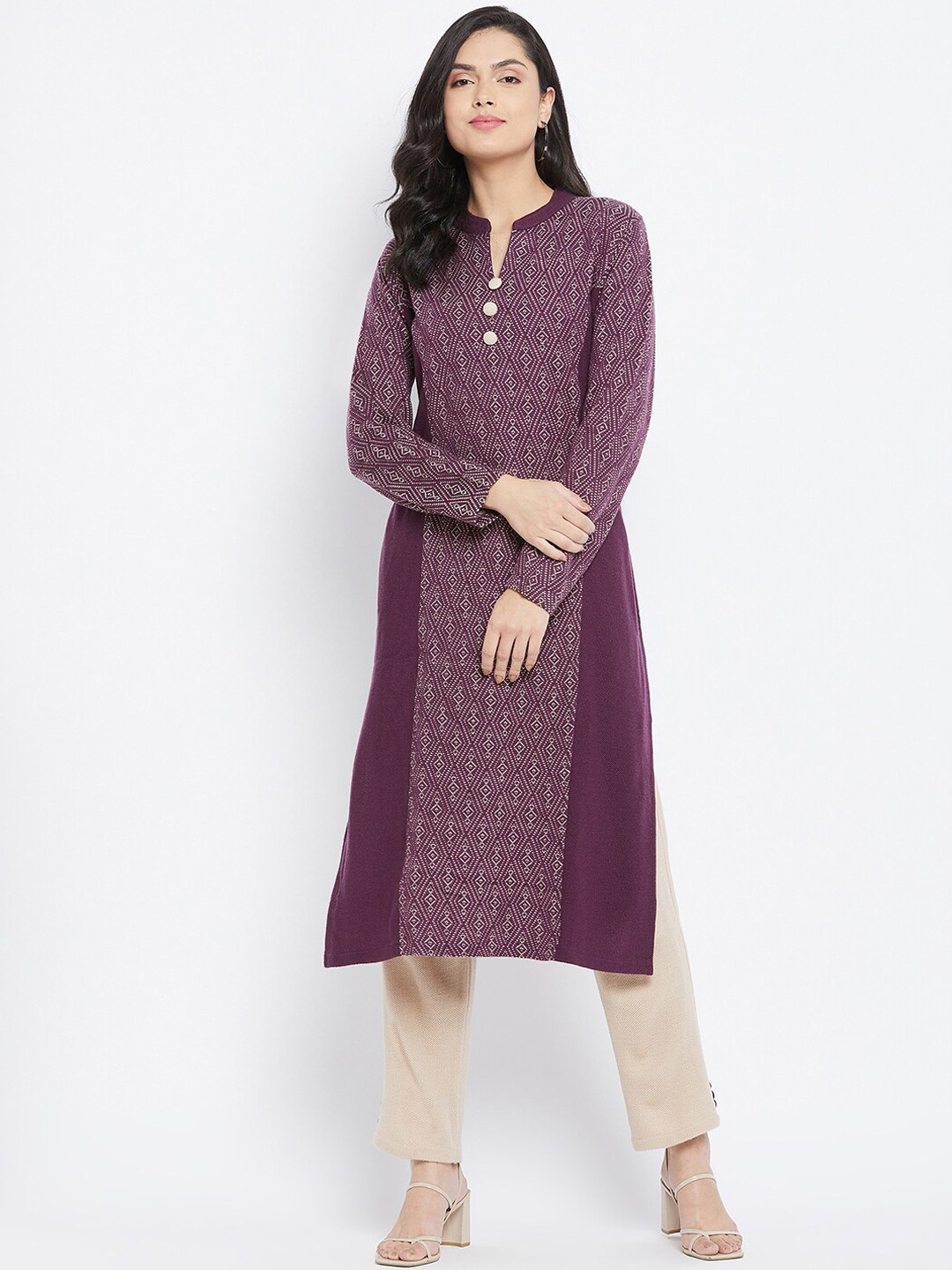

Knitstudio Women Lavender Kurta with Trousers
