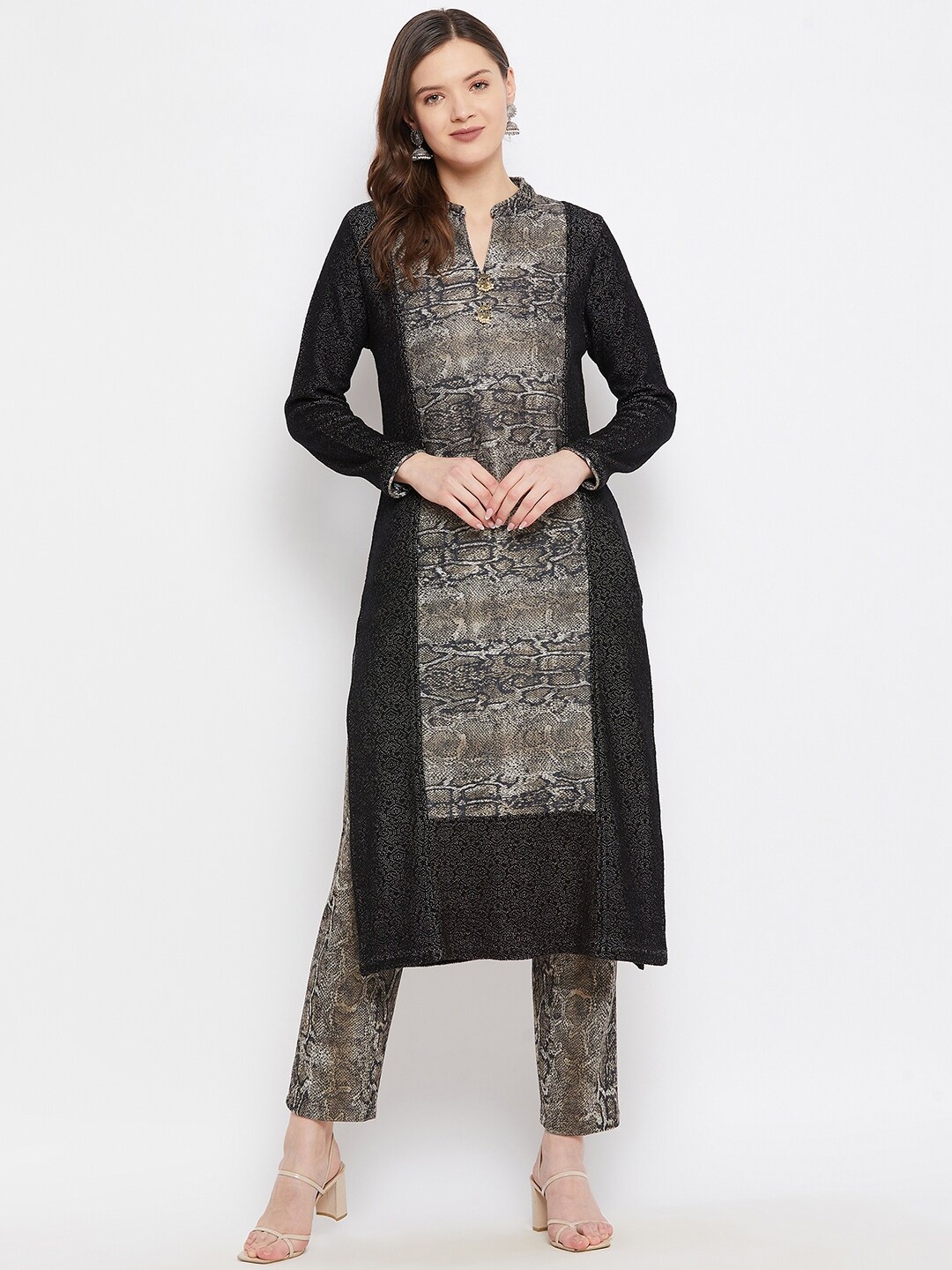 

Knitstudio Women Olive Green Kurta with Trousers