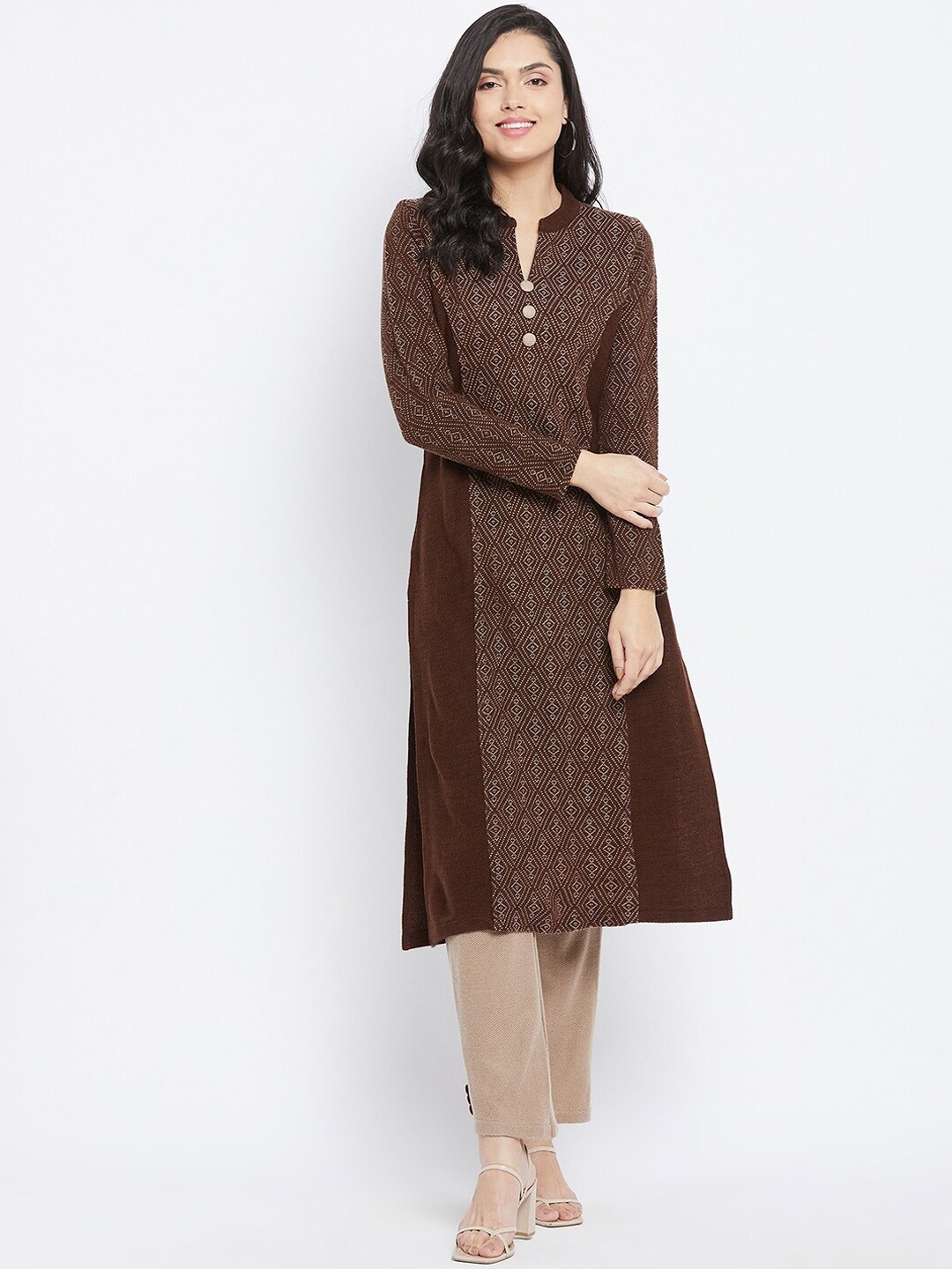 

Knitstudio Women Brown Kurta with Trousers