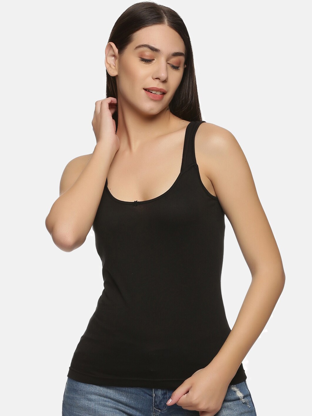 

NOT YET by us Women Black Cotton Camisole