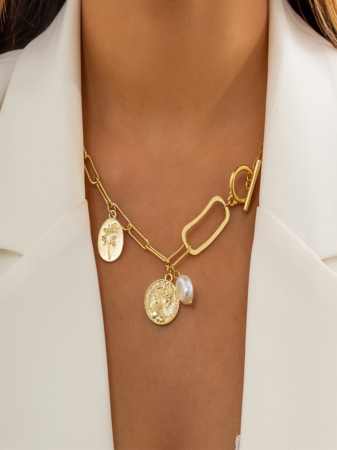 

AQUASTREET Gold-Toned & White Gold-Plated Necklace