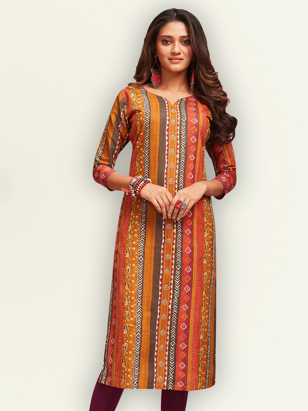 

Jevi Prints Women Multicoloured Ethnic Motifs Printed Pure Cotton Block Print Kurta, Multi