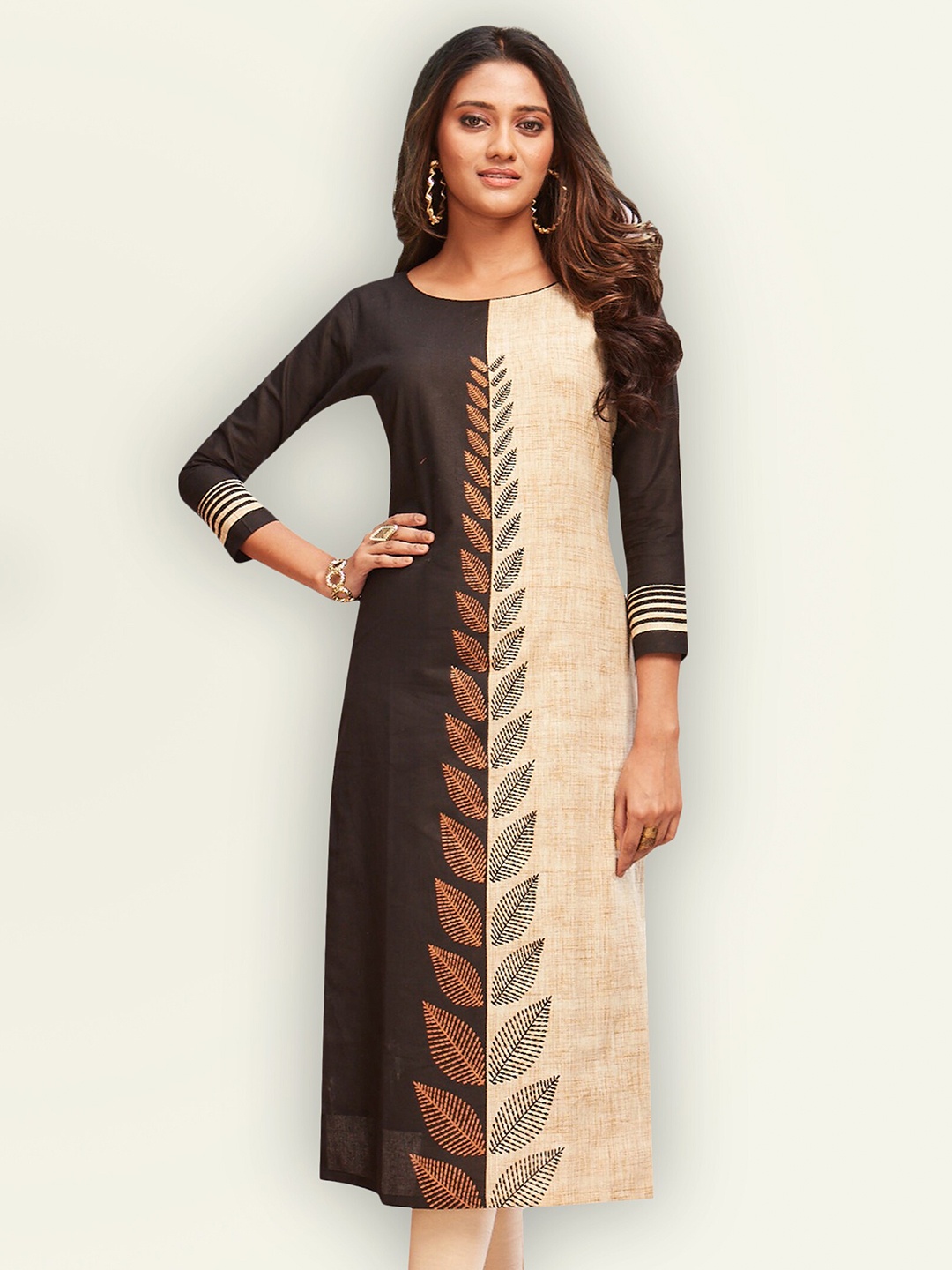 

Jevi Prints Women Beige & Brown Printed Kurta