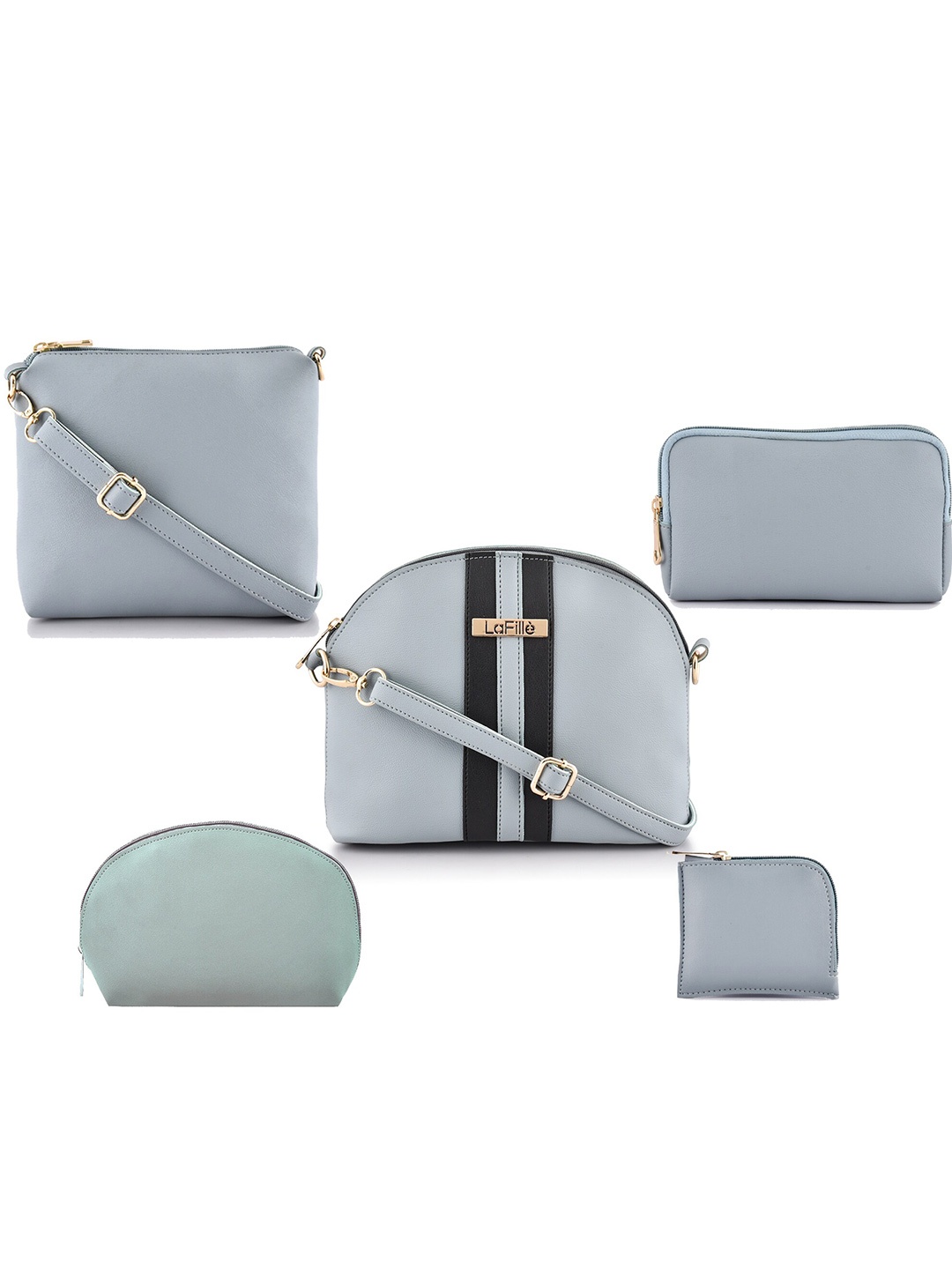 

LaFille Blue PU Structured Sling Bag